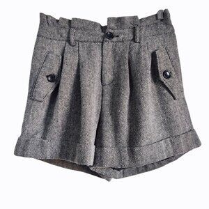 Forever 21 Herringbone Tweed Paperbag High Waist Pockets Cuffed Shorts Sz M W28